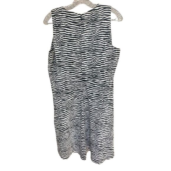 NWT  Michael Kors Sleeveless Sheath Midi Dress Black - White Size 12 - Picture 2 of 7